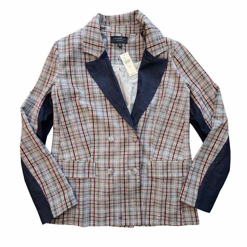 Current Air Anthropologie Plaid Blazer Jacket Women’s Small NWT Double Breasted - Picture 2 of 5